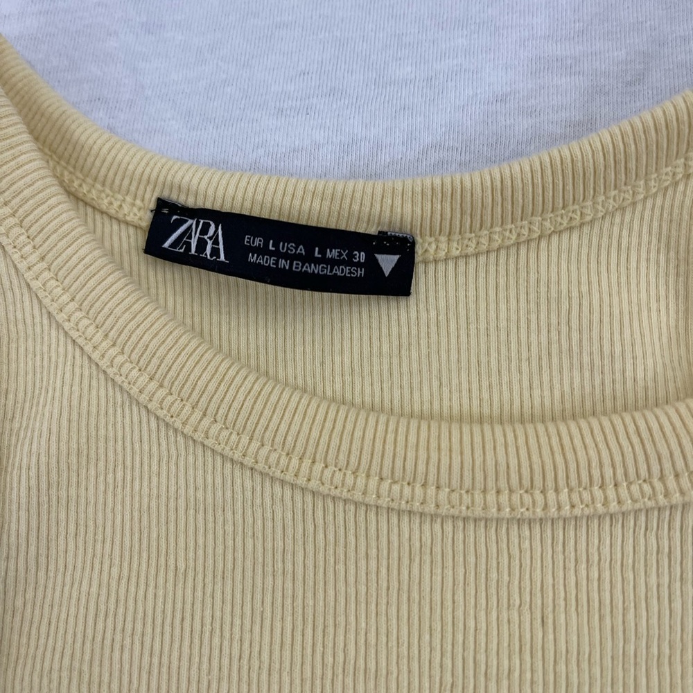Yellow Zara Basic Rib Tank Top L - Picture 3 of 3
